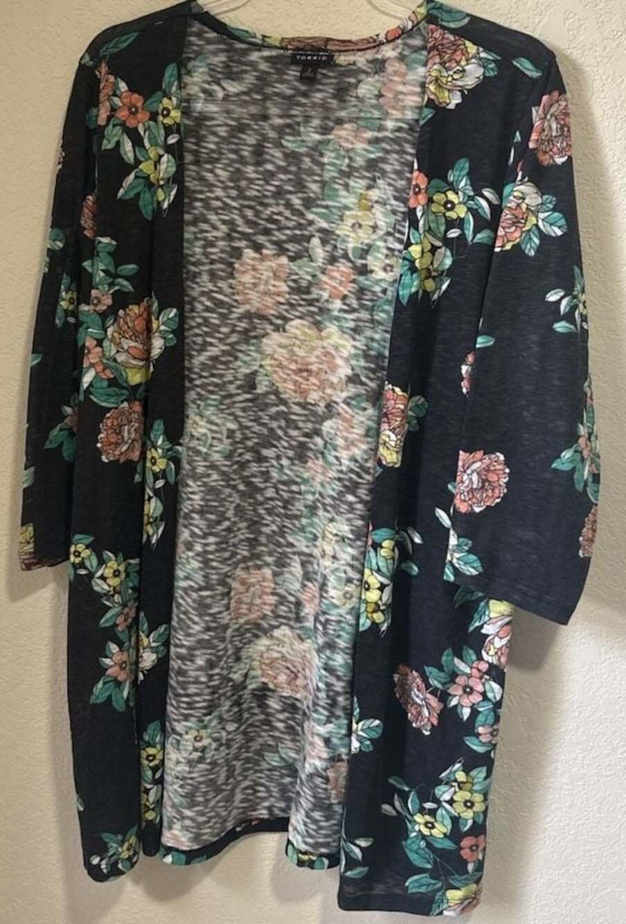 Torrid Floral Print Cardigan with Attached Tank Top, Size M